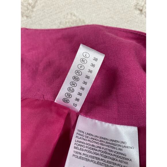 Your Six Sense 100% Linen Pink Midi Skirt Beach Coastal Floral Detail Coquette - Picture 5 of 9